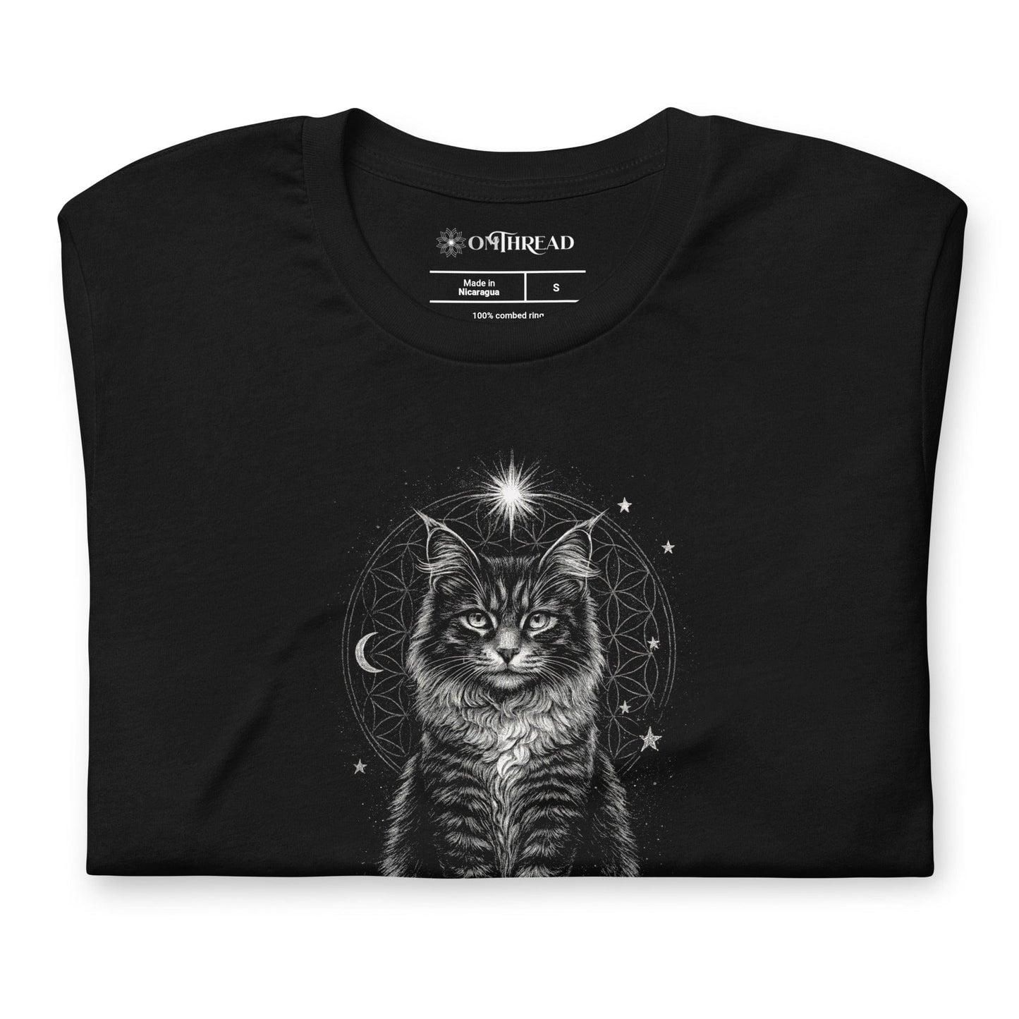 OMTHREAD Quietly Empowered by Cats and Meditation Celestial Cat T-Shirt