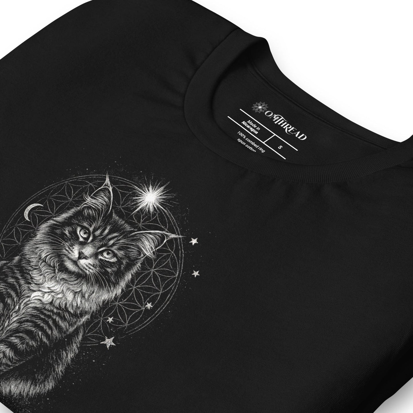 OMTHREAD Quietly Empowered by Cats and Meditation Celestial Cat T-Shirt