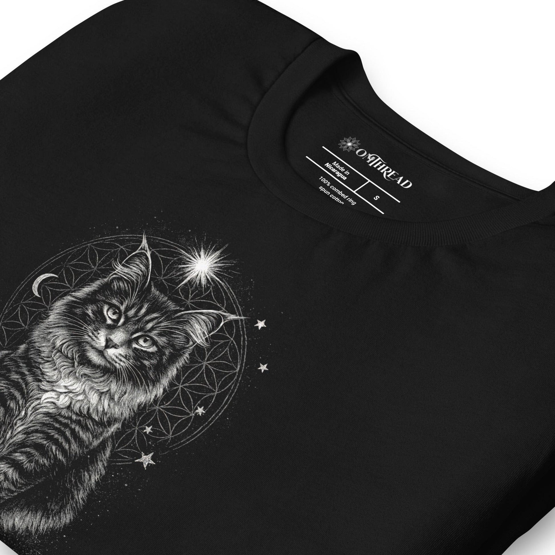 OMTHREAD Quietly Empowered by Cats and Meditation Celestial Cat T-Shirt