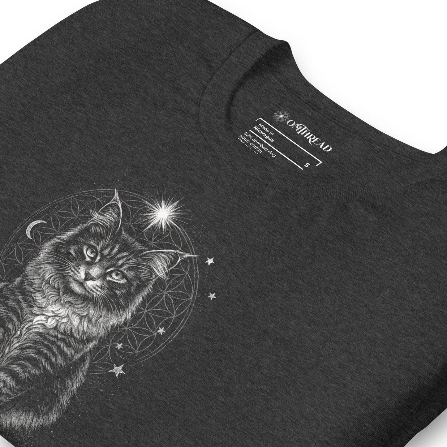 OMTHREAD Quietly Empowered by Cats and Meditation Celestial Cat T-Shirt