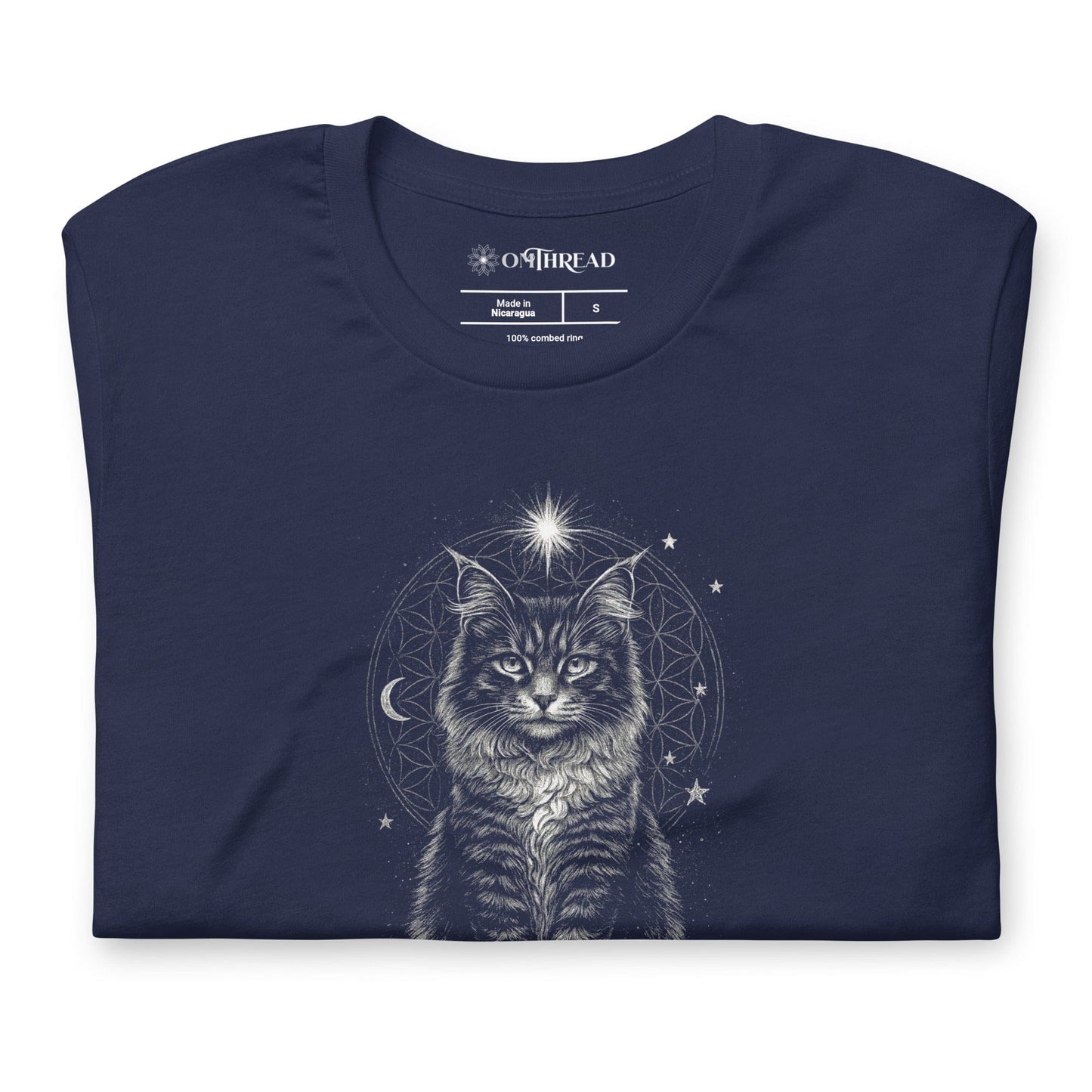 OMTHREAD Quietly Empowered by Cats and Meditation Celestial Cat T-Shirt