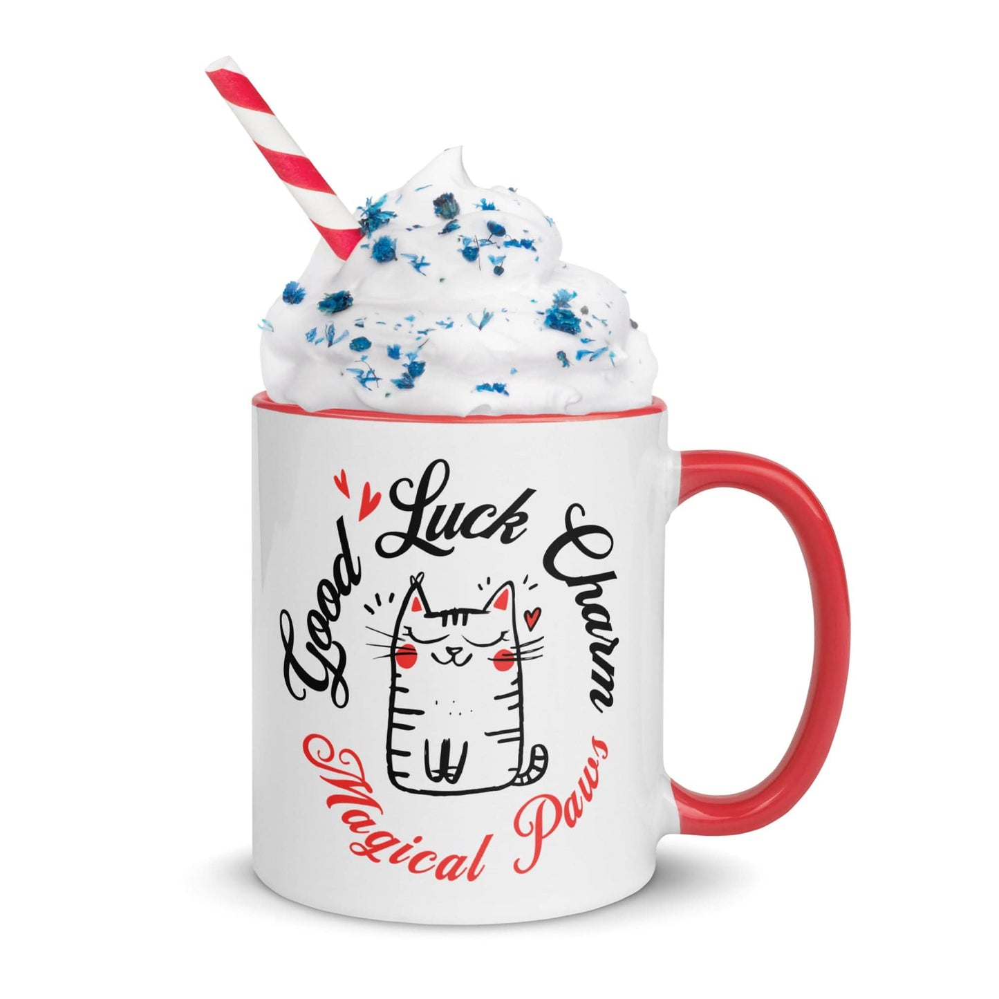 OMTHREAD Red / 11 oz Good Luck Charm: Magical Paws- Mug with Color Inside