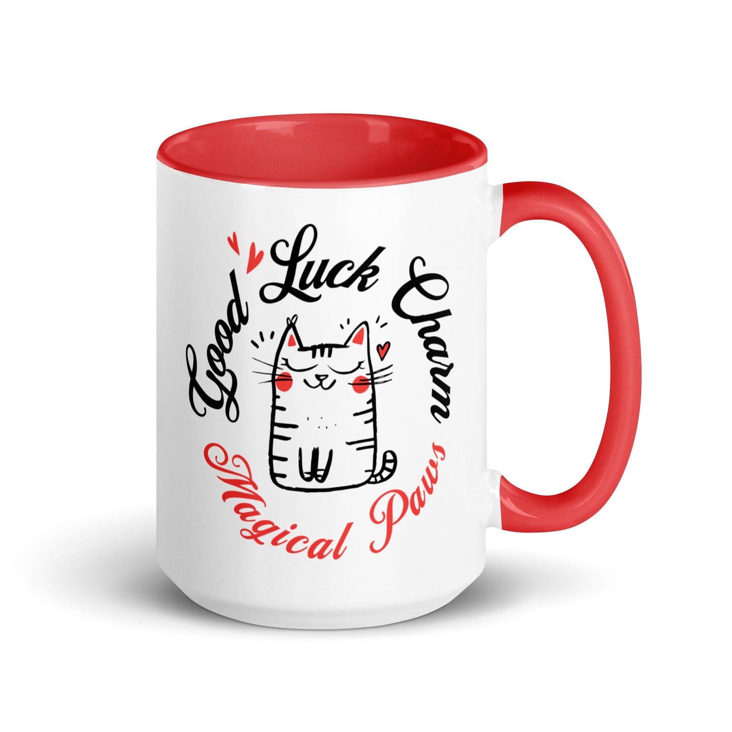 OMTHREAD Red / 15 oz Good Luck Charm: Magical Paws- Mug with Color Inside