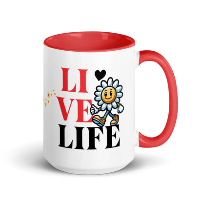 OMTHREAD Red / 15 oz Love Life. Live Life - Mug with Color Inside