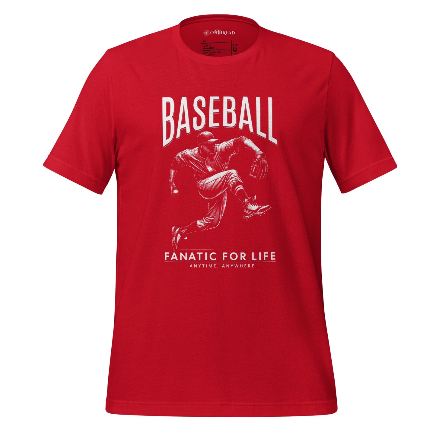 OMTHREAD Red / XS Baseball Fanatic for Life Nostalgic Pitcher Tee