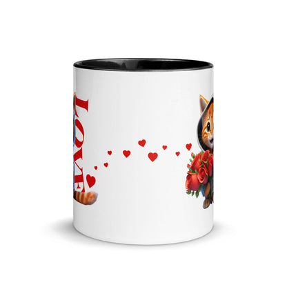 OMTHREAD Rose Bouquet Love Cat - Mug with Color Inside