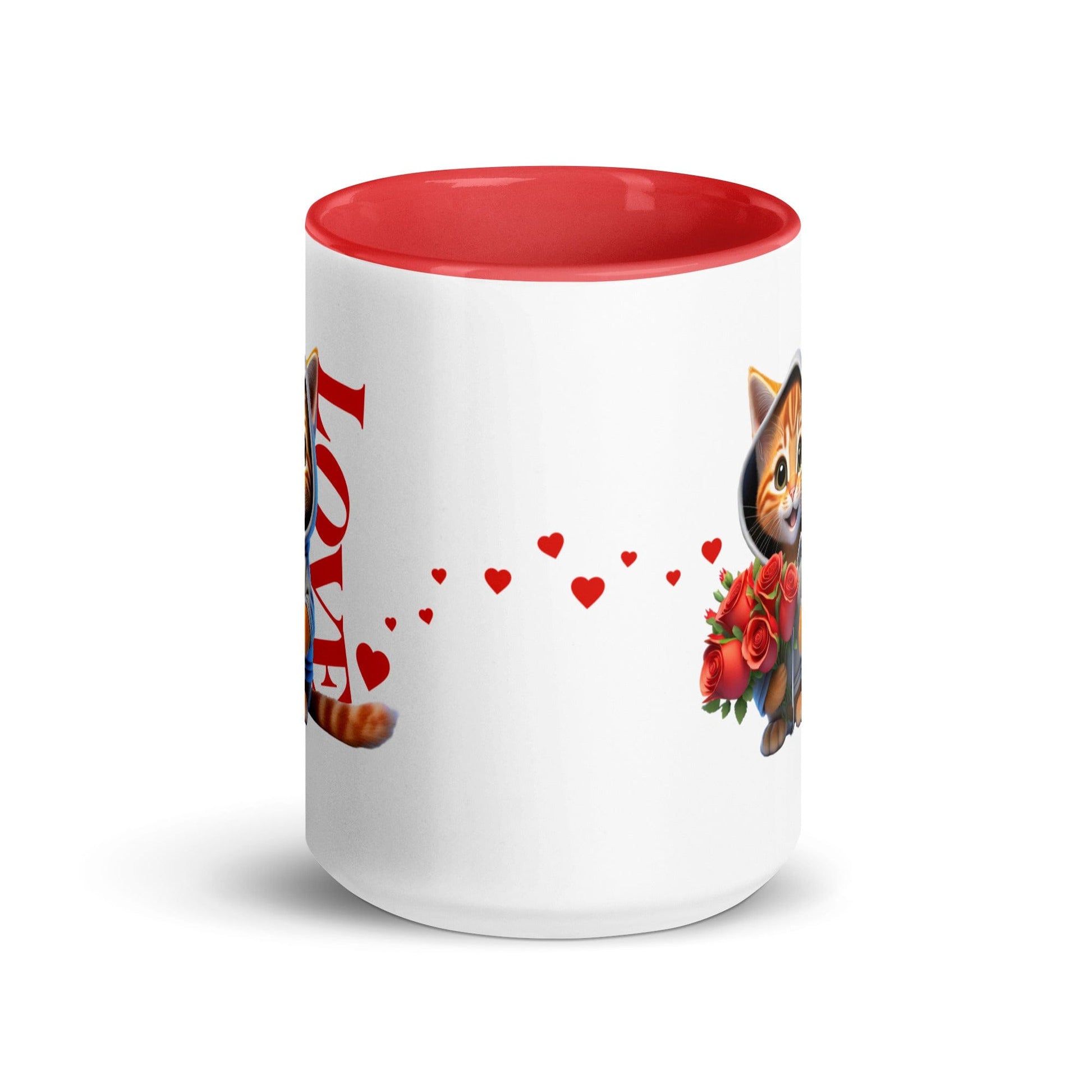 OMTHREAD Rose Bouquet Love Cat - Mug with Color Inside