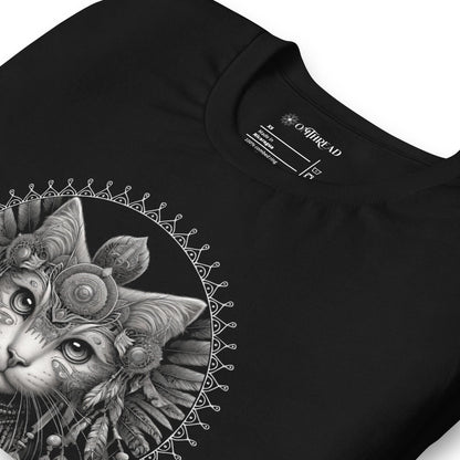 OMTHREAD Sacred Mandala Shaman Cat T-Shirt | Spiritual Cat Lover Tee