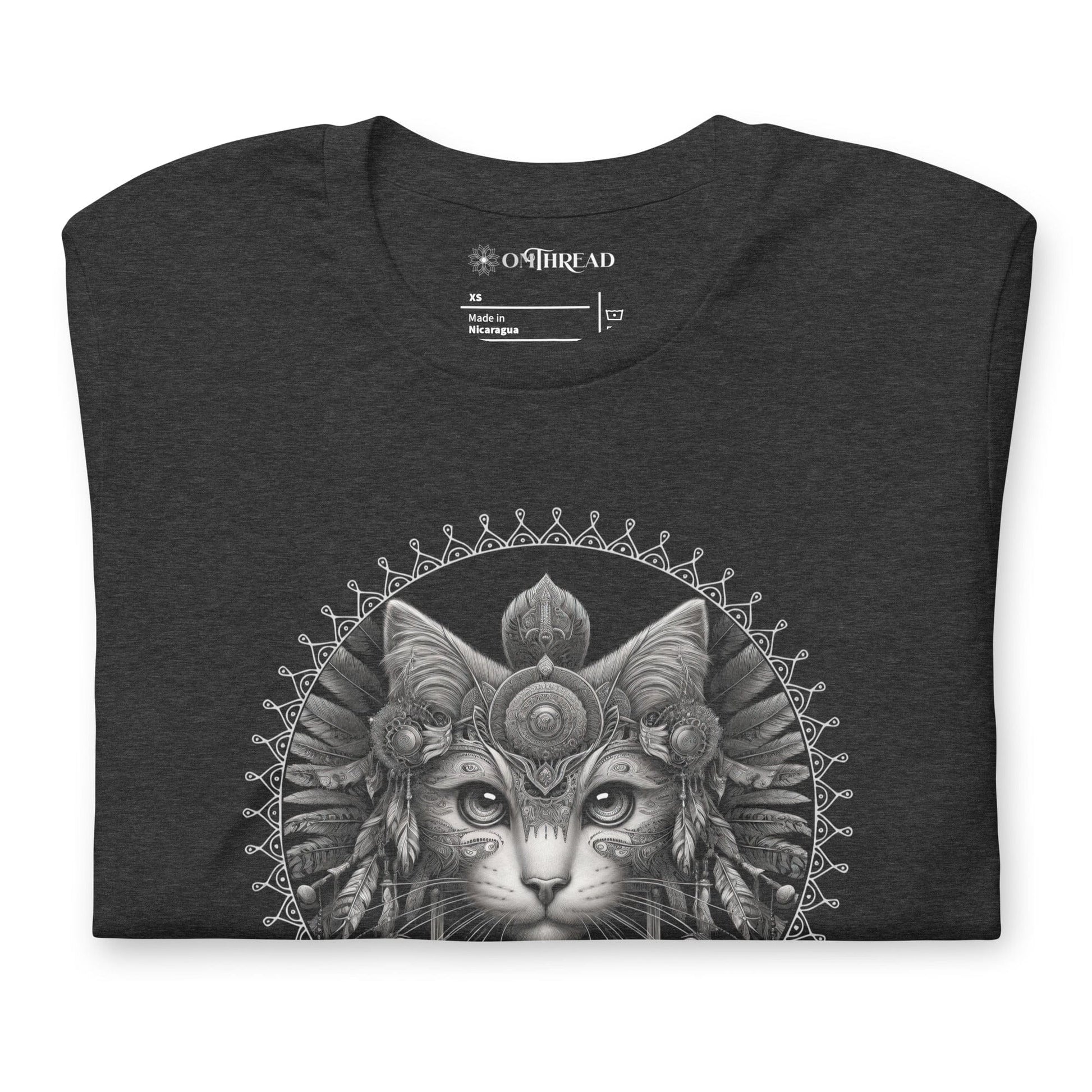 OMTHREAD Sacred Mandala Shaman Cat T-Shirt | Spiritual Cat Lover Tee