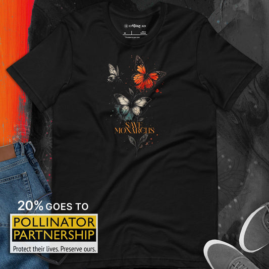 OMTHREAD Save Monarchs Butterfly Shirt Floral Pollinator Conservation Tee by OMThread