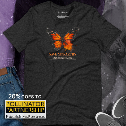 OMTHREAD Save Monarchs Butterfly Shirt Plant Milkweed Conservation Tee by OMThread