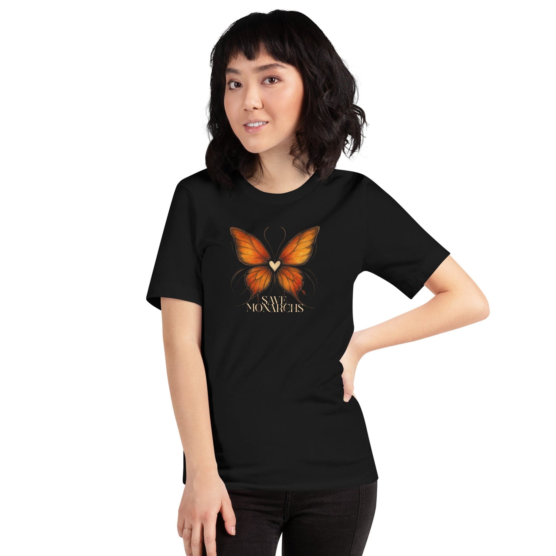 OMTHREAD Save Monarchs Heart Butterfly Shirt Nature Conservation Tee by OMThread