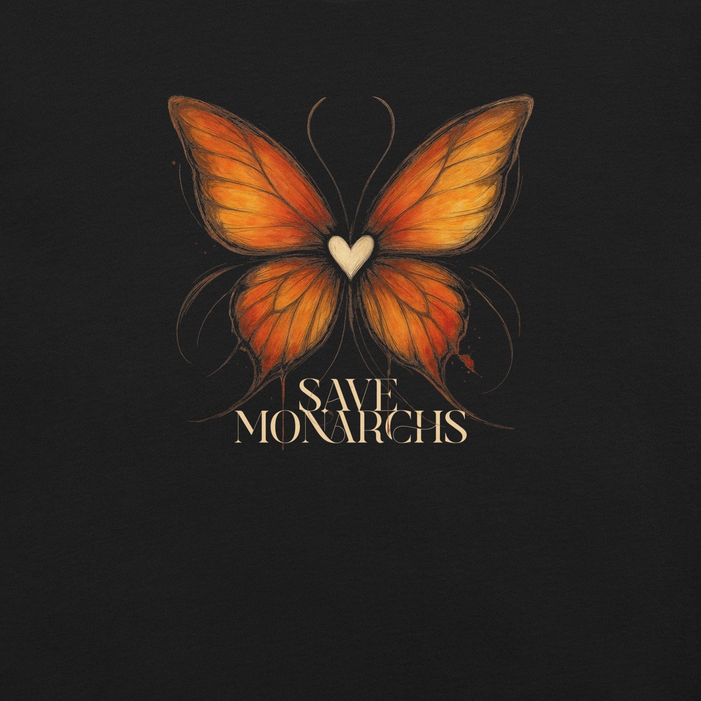 OMTHREAD Save Monarchs Heart Butterfly Shirt Nature Conservation Tee by OMThread