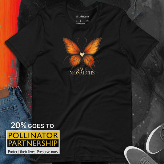 OMTHREAD Save Monarchs Heart Butterfly Shirt Nature Conservation Tee by OMThread