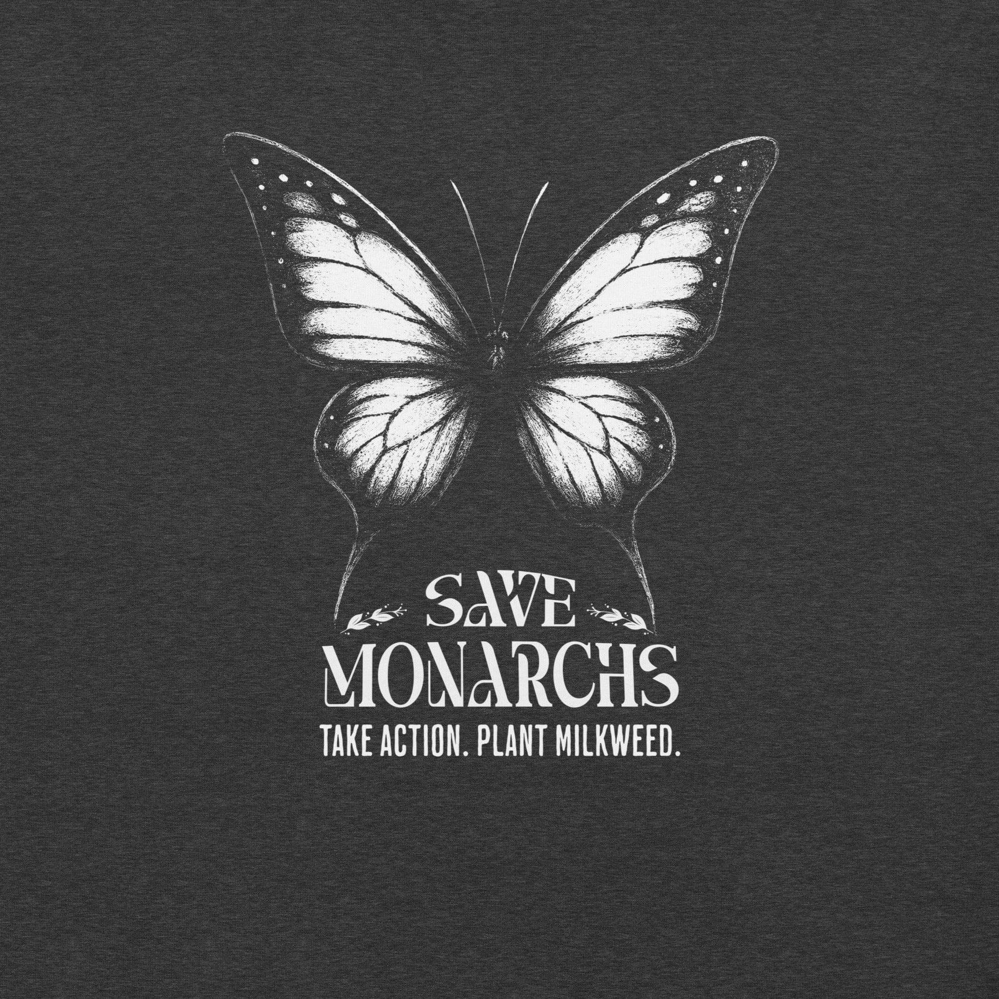 OMTHREAD Save Monarchs Shirt Black and White Butterfly Conservation Tee
