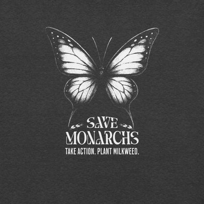 OMTHREAD Save Monarchs Shirt Black and White Butterfly Conservation Tee