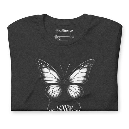OMTHREAD Save Monarchs Shirt Black and White Butterfly Conservation Tee