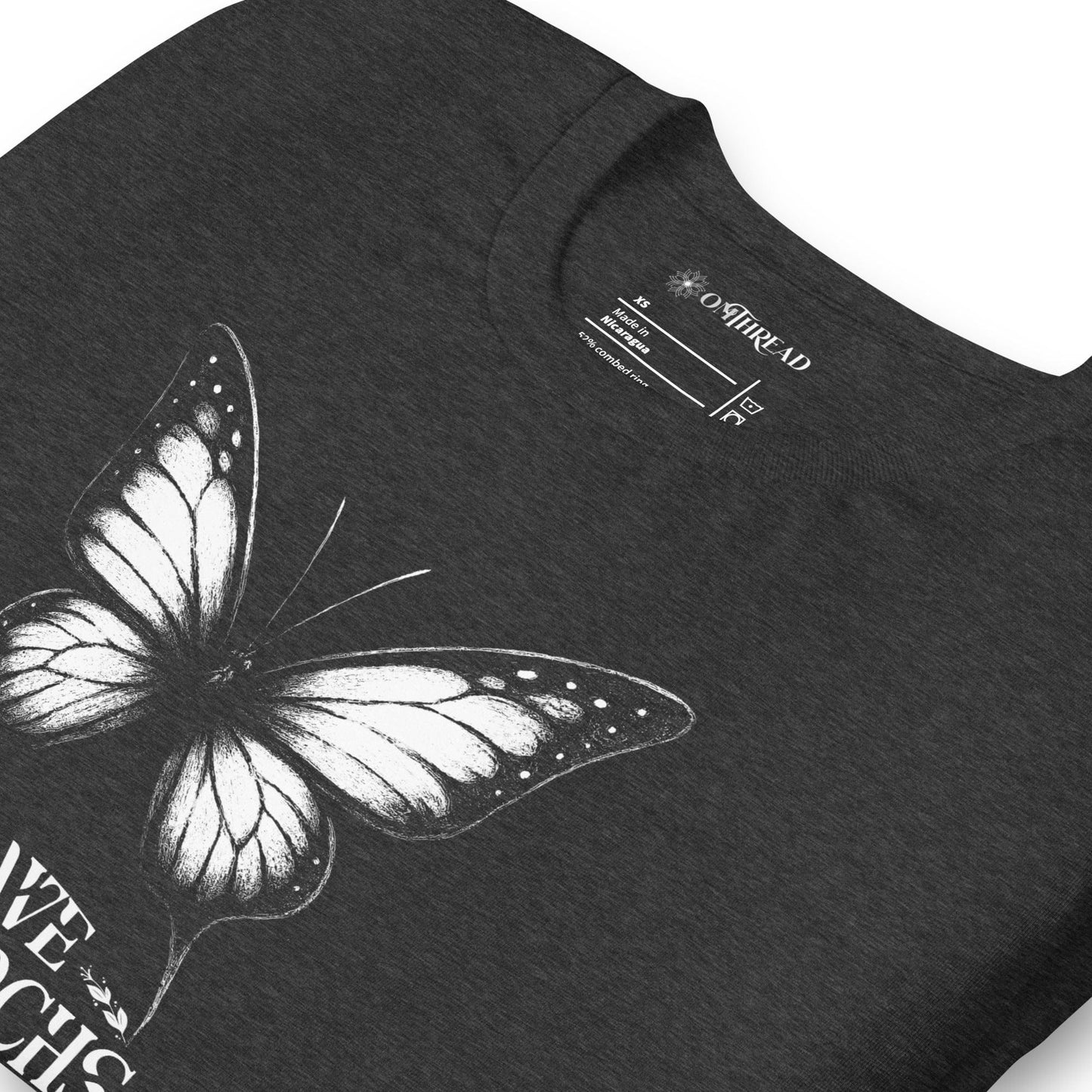 OMTHREAD Save Monarchs Shirt Black and White Butterfly Conservation Tee