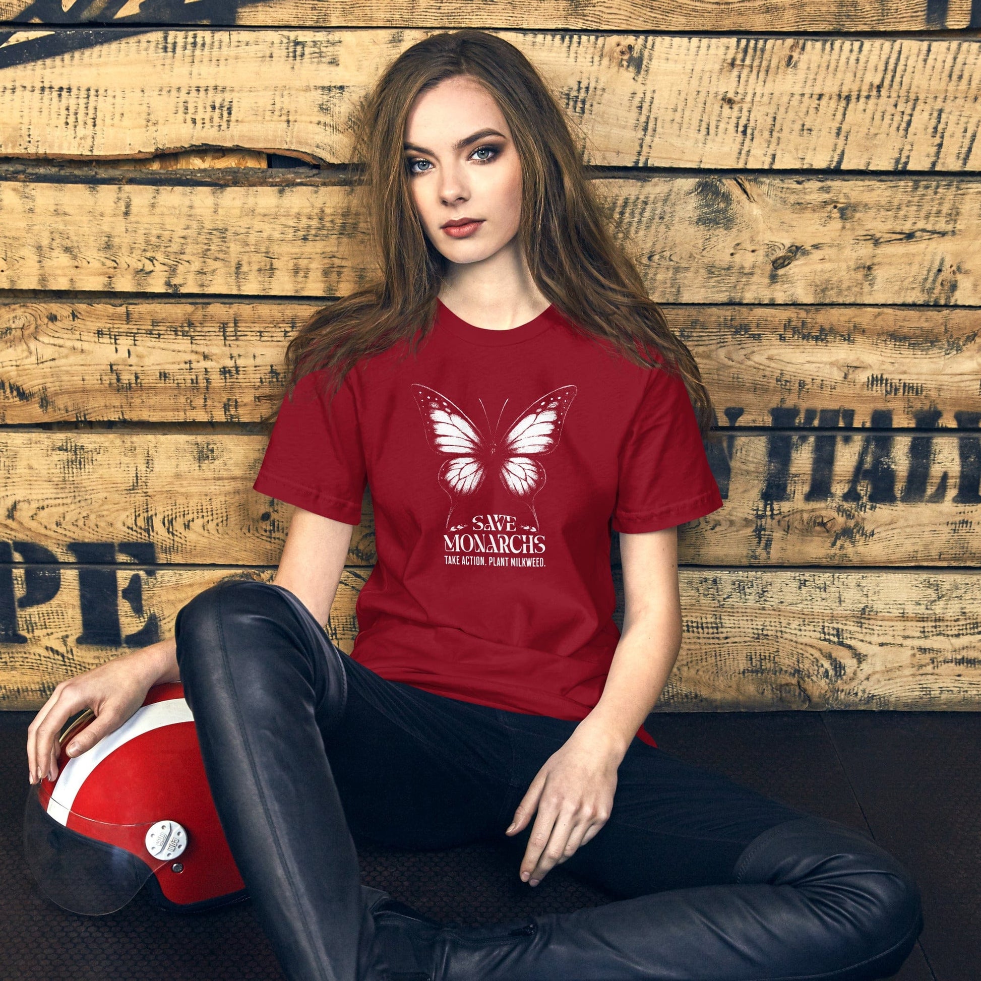 OMTHREAD Save Monarchs Shirt Black and White Butterfly Conservation Tee