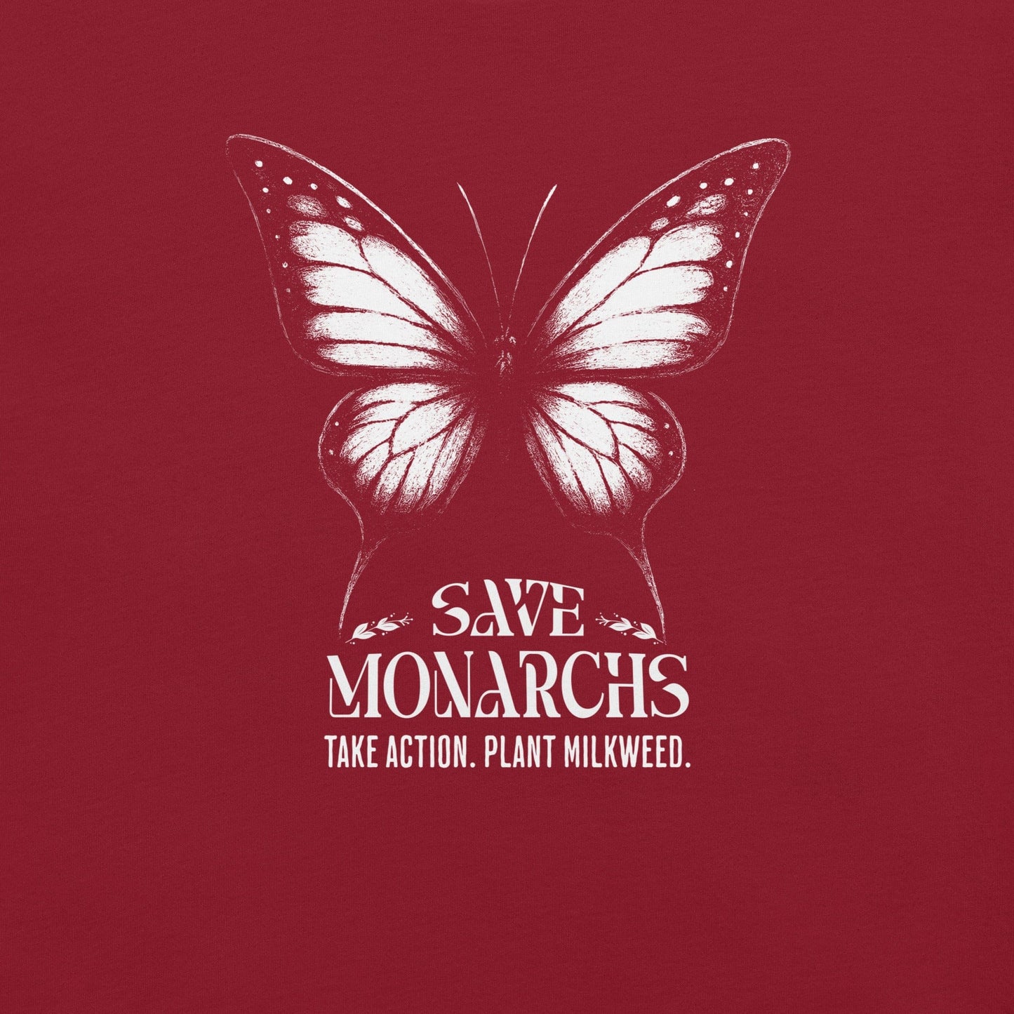 OMTHREAD Save Monarchs Shirt Black and White Butterfly Conservation Tee