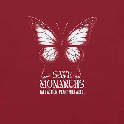 OMTHREAD Save Monarchs Shirt Black and White Butterfly Conservation Tee