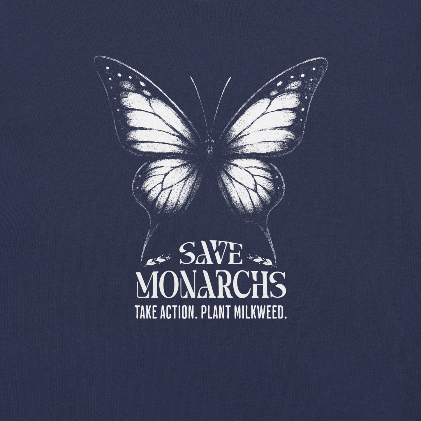OMTHREAD Save Monarchs Shirt Black and White Butterfly Conservation Tee