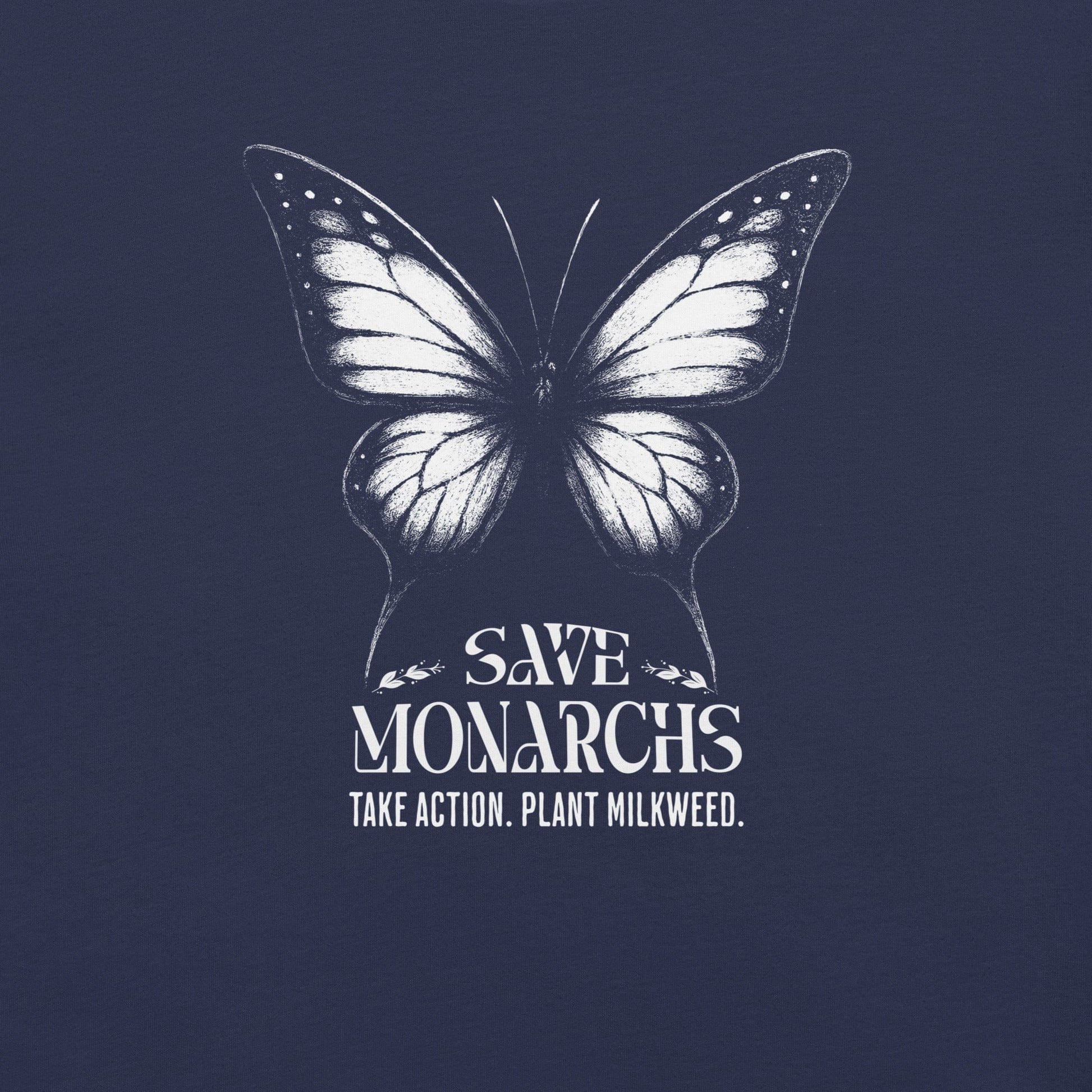 OMTHREAD Save Monarchs Shirt Black and White Butterfly Conservation Tee