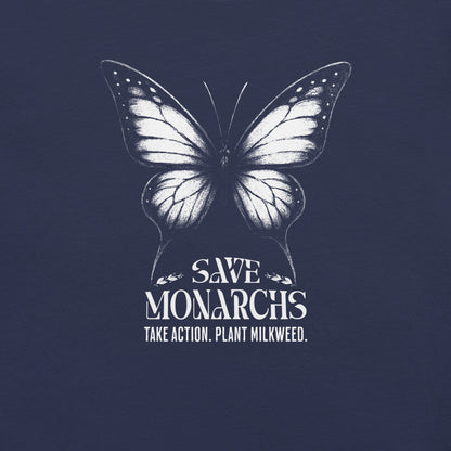 OMTHREAD Save Monarchs Shirt Black and White Butterfly Conservation Tee