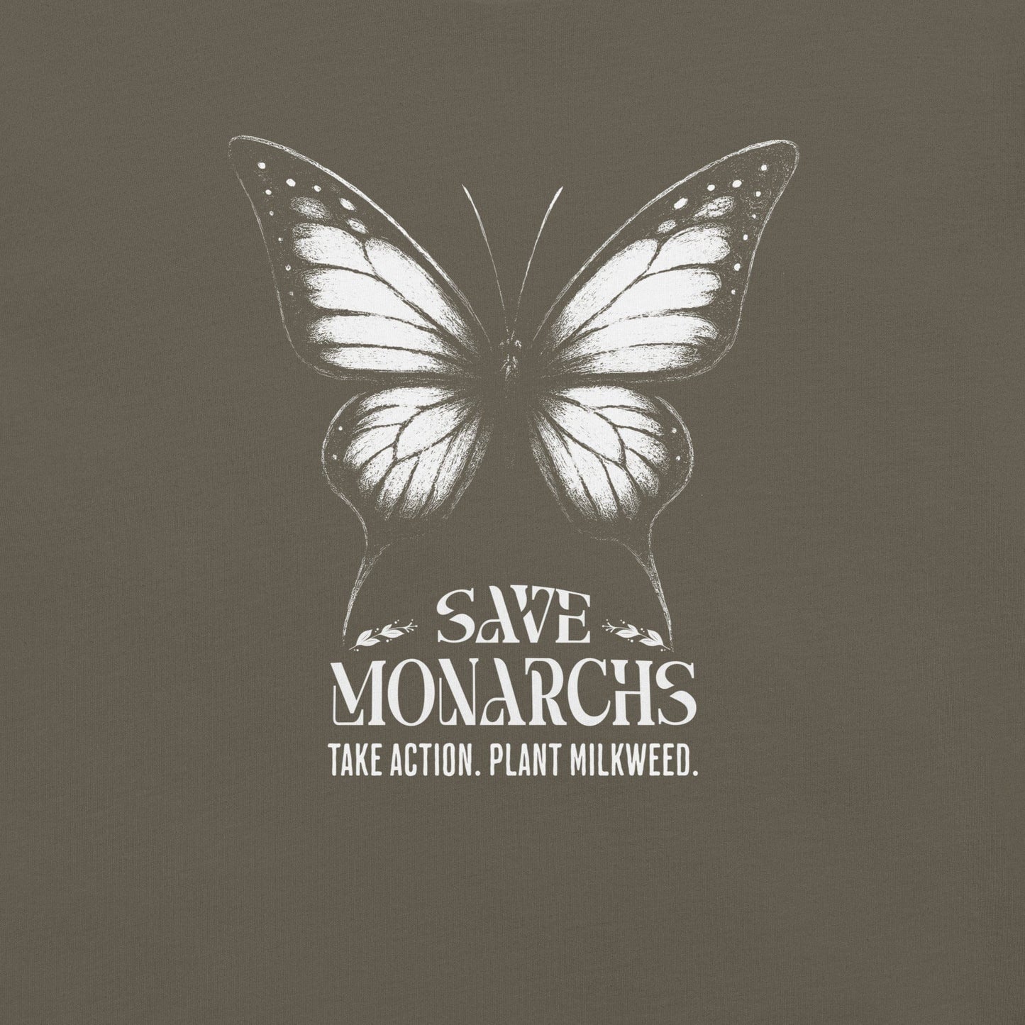 OMTHREAD Save Monarchs Shirt Black and White Butterfly Conservation Tee