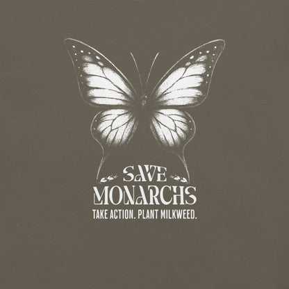 OMTHREAD Save Monarchs Shirt Black and White Butterfly Conservation Tee