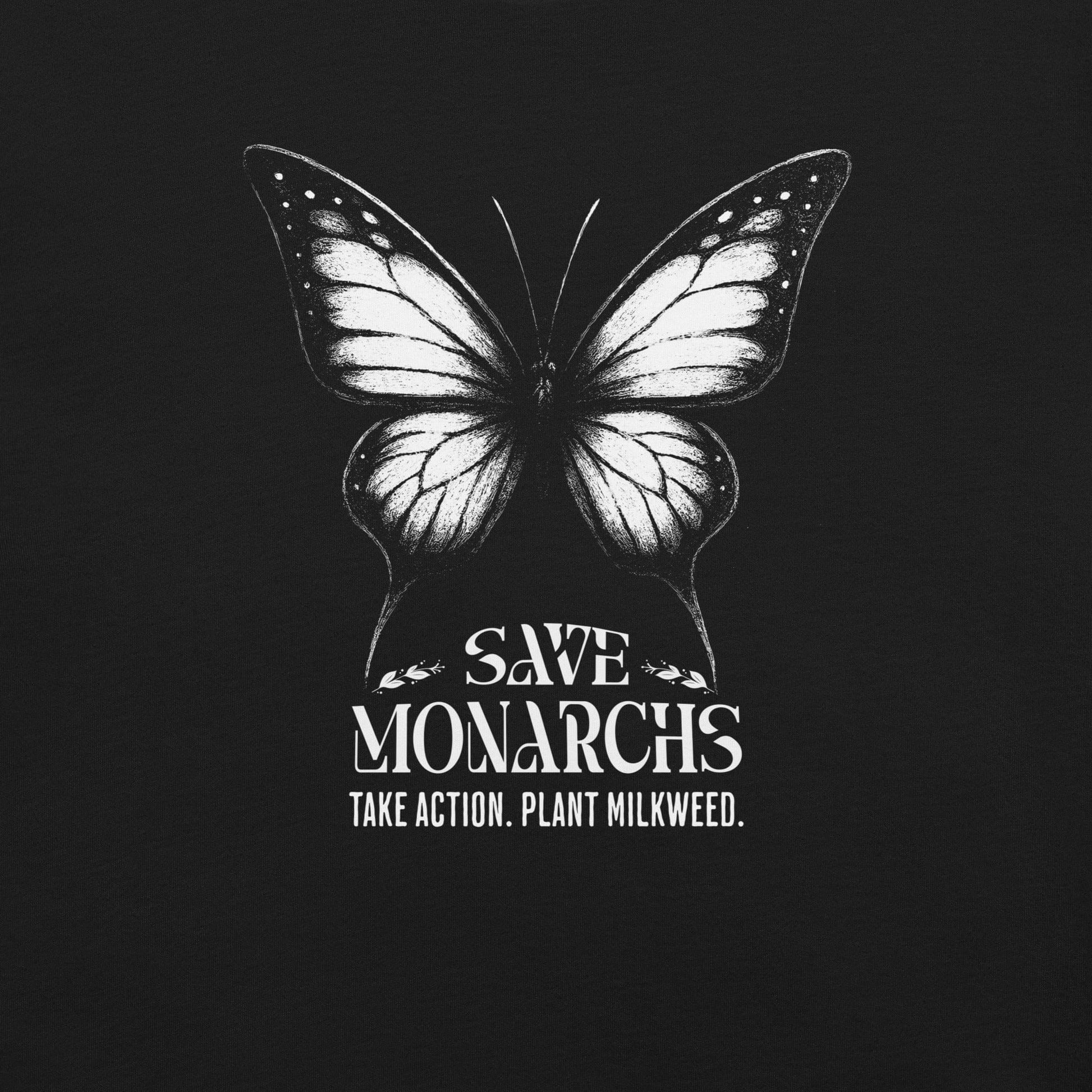 OMTHREAD Save Monarchs Shirt Black and White Butterfly Conservation Tee