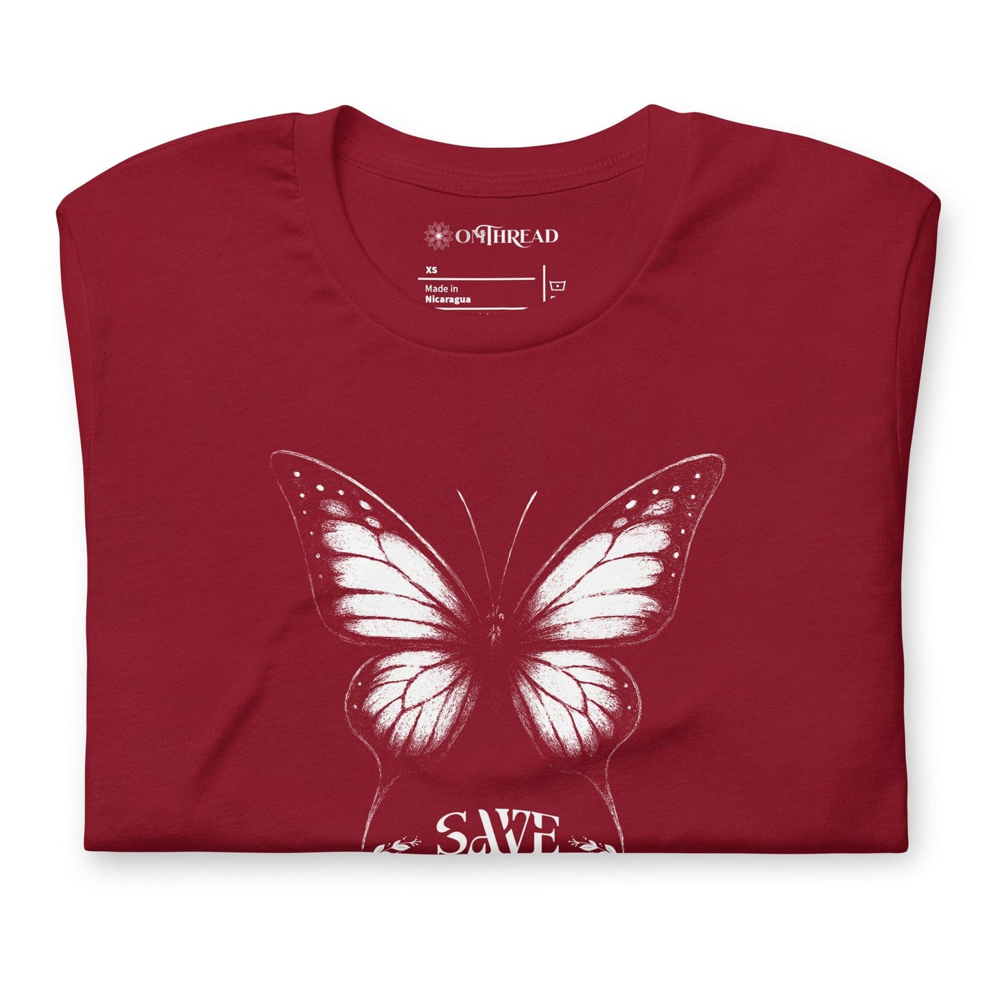 OMTHREAD Save Monarchs Shirt Black and White Butterfly Conservation Tee