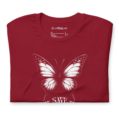 OMTHREAD Save Monarchs Shirt Black and White Butterfly Conservation Tee