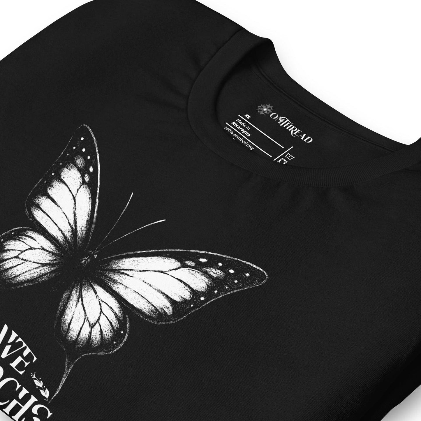 OMTHREAD Save Monarchs Shirt Black and White Butterfly Conservation Tee
