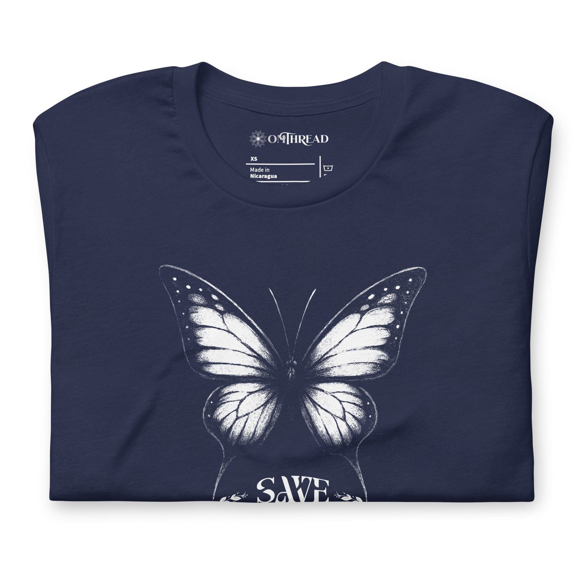 OMTHREAD Save Monarchs Shirt Black and White Butterfly Conservation Tee