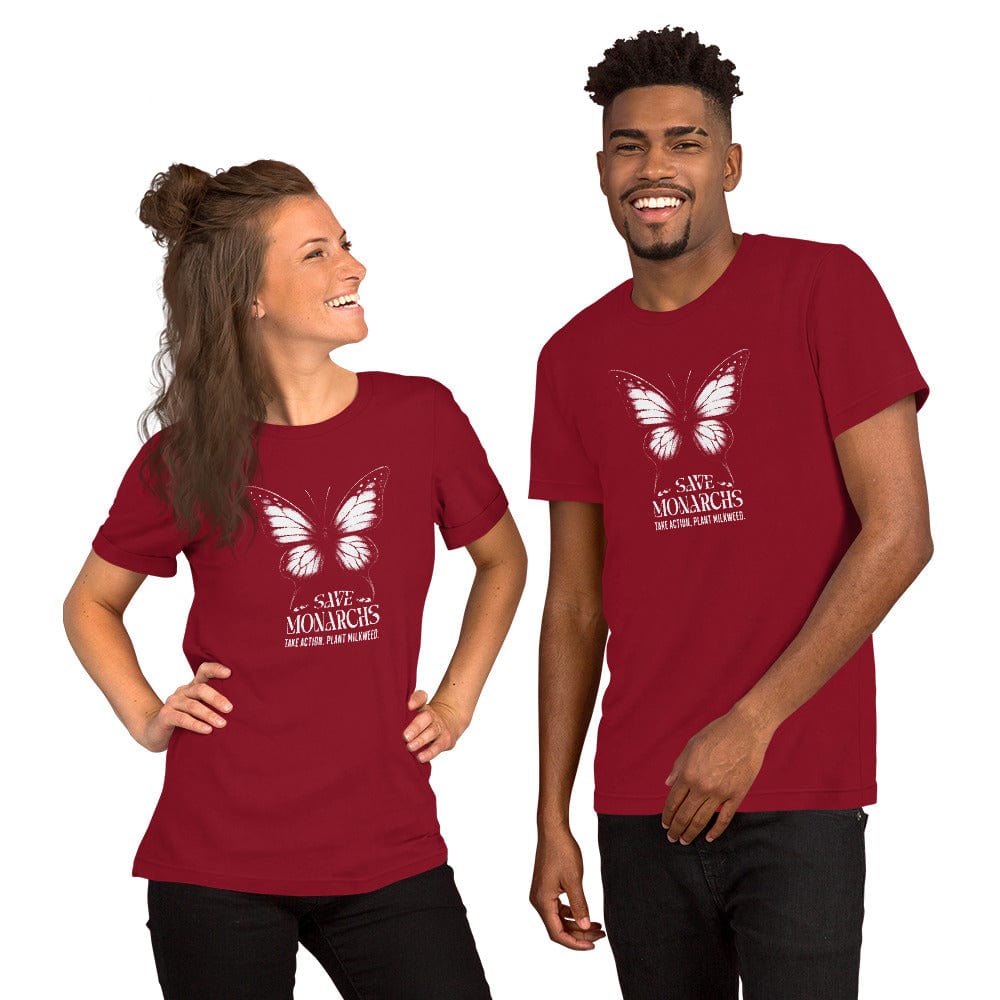 OMTHREAD Save Monarchs Shirt Black and White Butterfly Conservation Tee