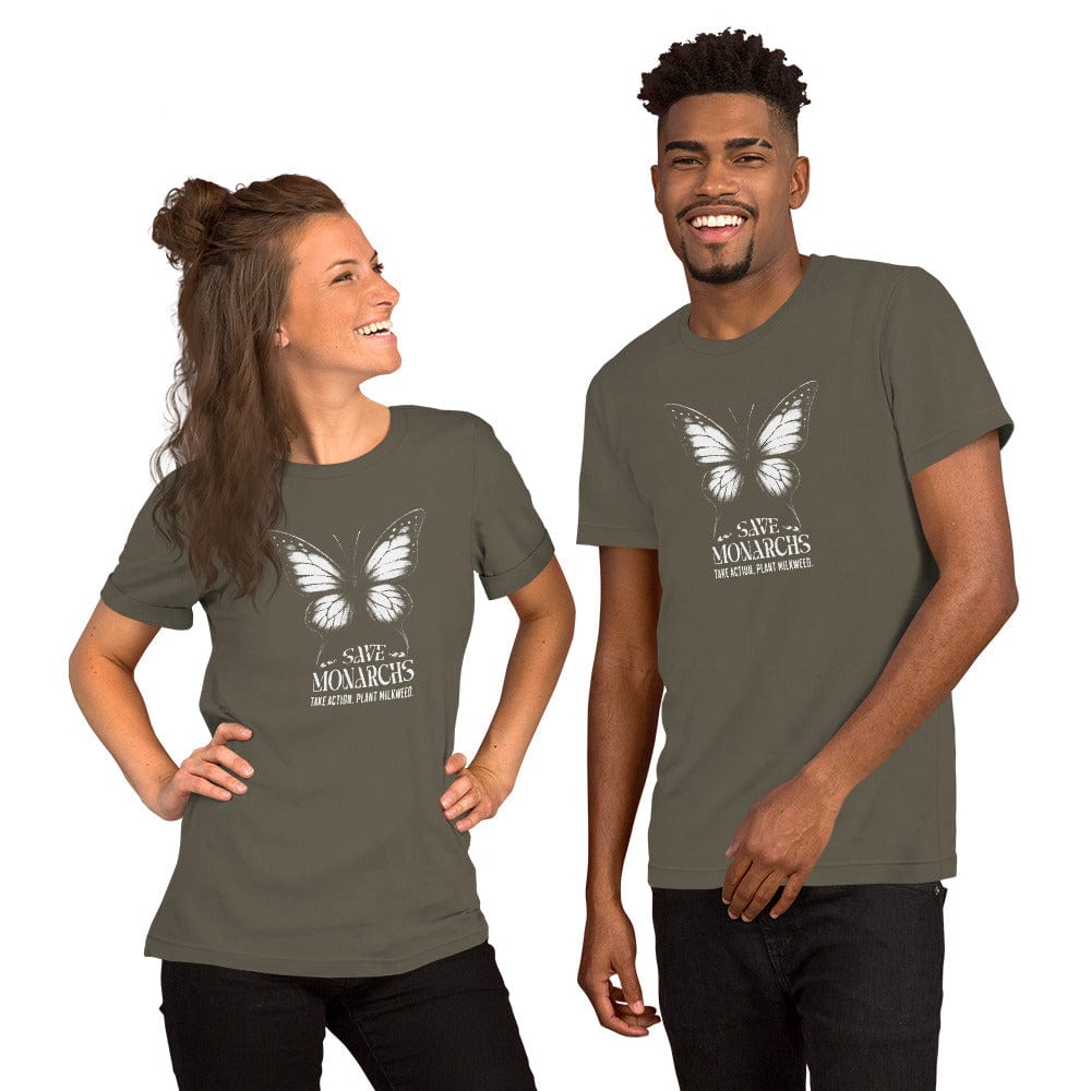 OMTHREAD Save Monarchs Shirt Black and White Butterfly Conservation Tee