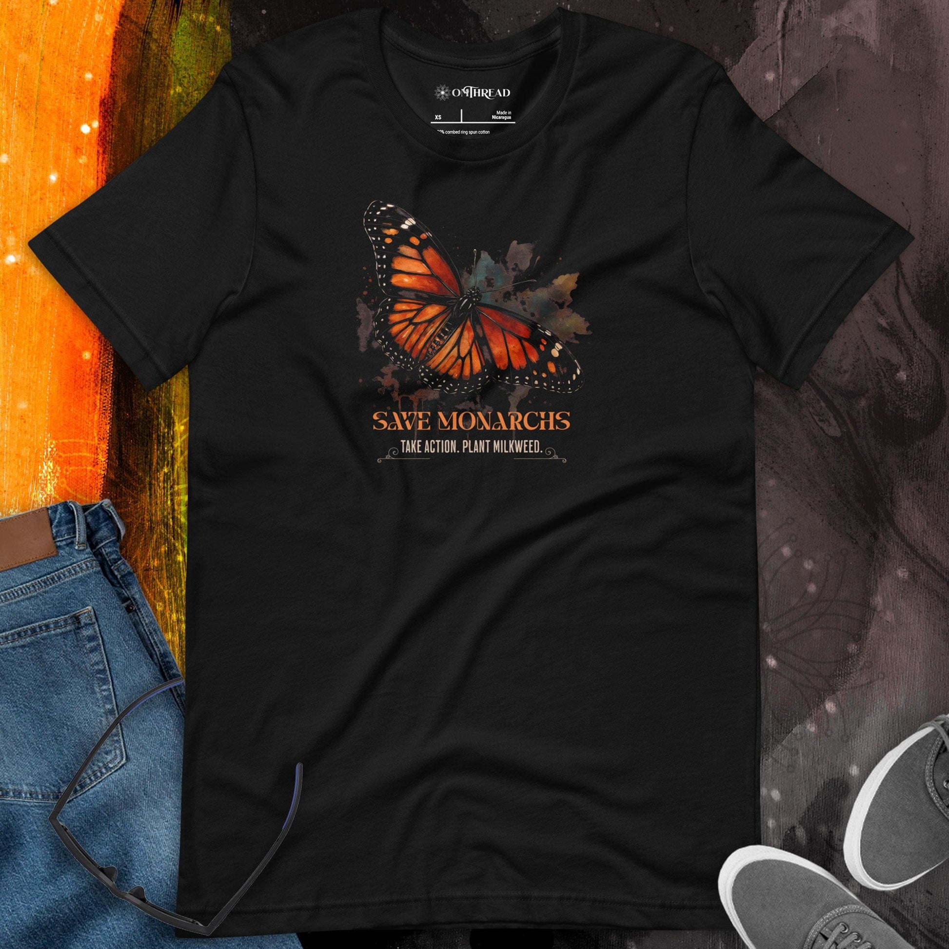 OMTHREAD Save Monarchs Shirt Plant Milkweed Butterfly Conservation Tee