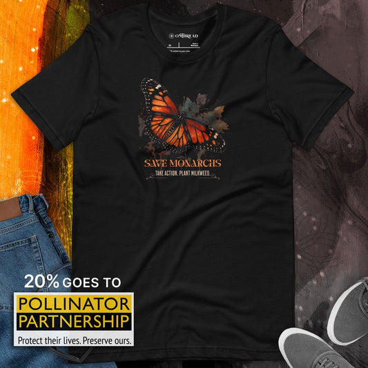 OMTHREAD Save Monarchs Shirt Plant Milkweed Butterfly Conservation Tee