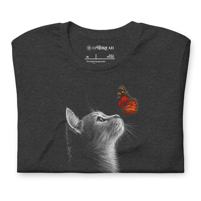 OMTHREAD Save Monarchs, Take Action, Plant Milkweed Cat T-Shirt, Wildlife Conservation Gift Tee