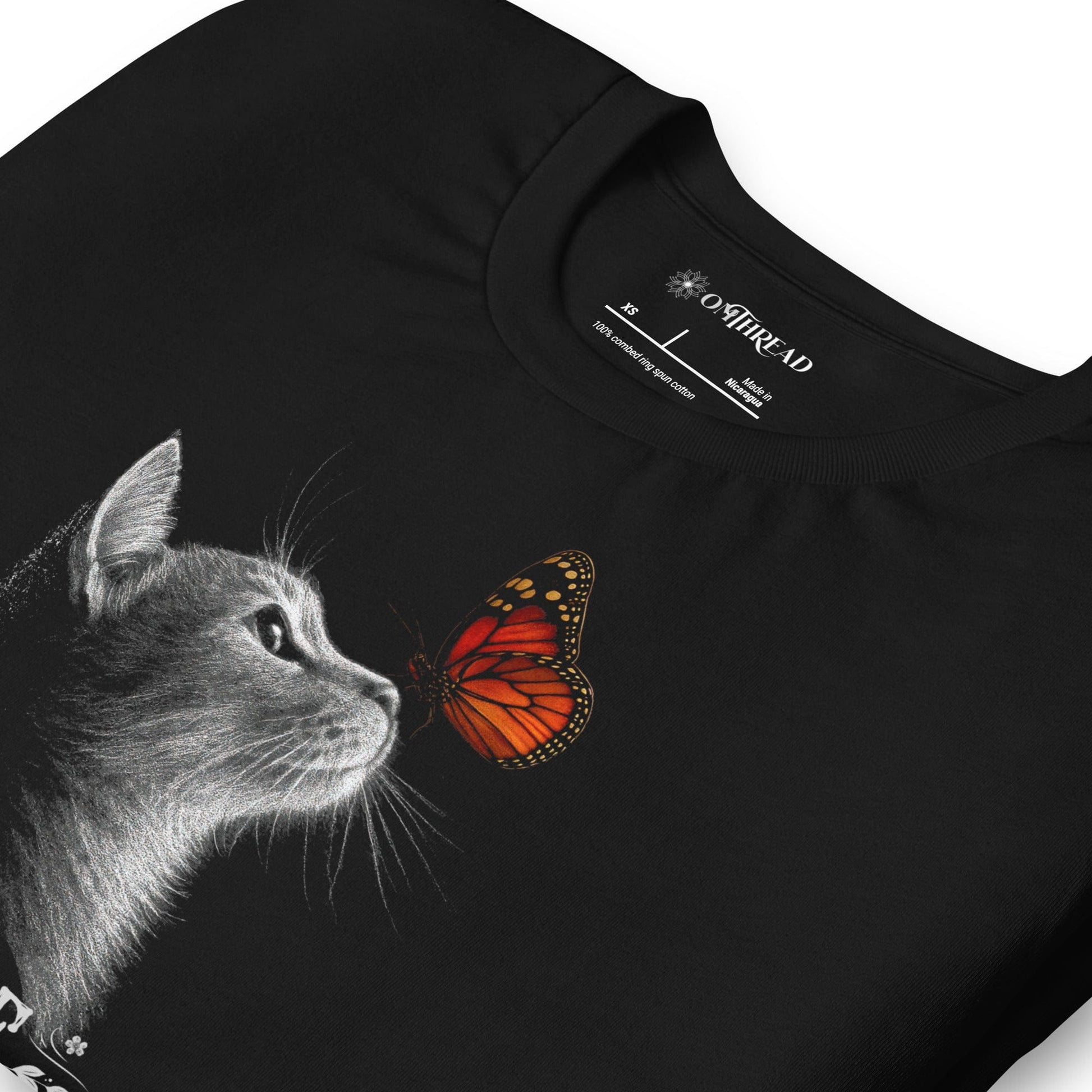 OMTHREAD Save Monarchs, Take Action, Plant Milkweed Cat T-Shirt, Wildlife Conservation Gift Tee