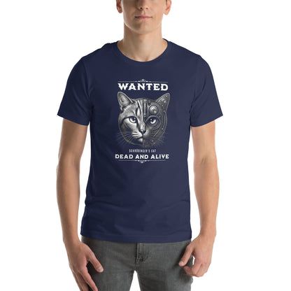 OMTHREAD Schrodinger Cat Quantum Retro Monochrome Wanted Shirt