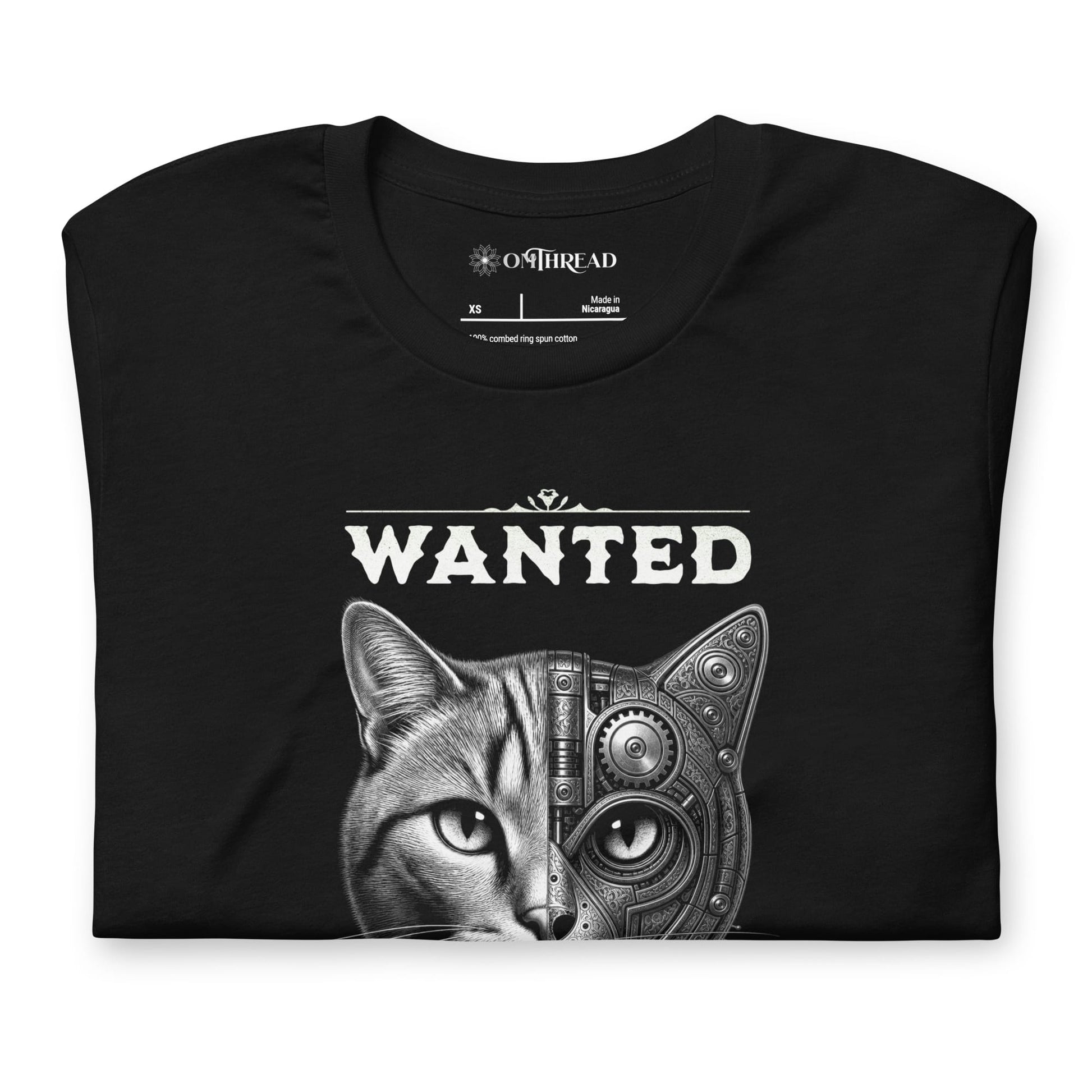 OMTHREAD Schrodinger Cat Quantum Retro Monochrome Wanted Shirt