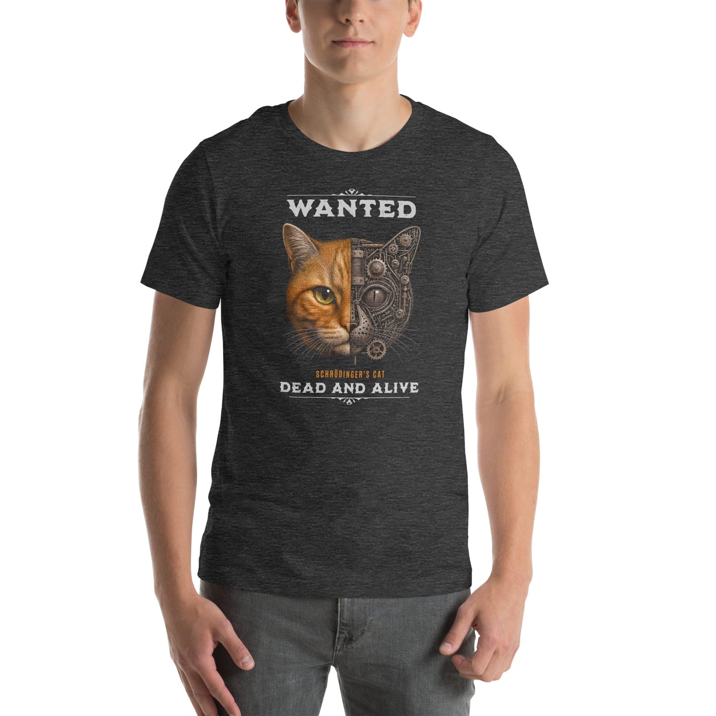 OMTHREAD Schrodinger Orange Tabby Cat Shirt Science Physics Tee