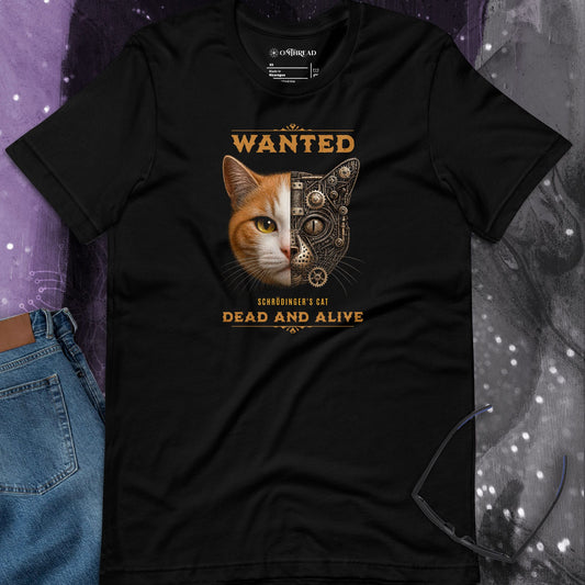 OMTHREAD Schrodinger Orange White Cat Shirt Science Physics Tee