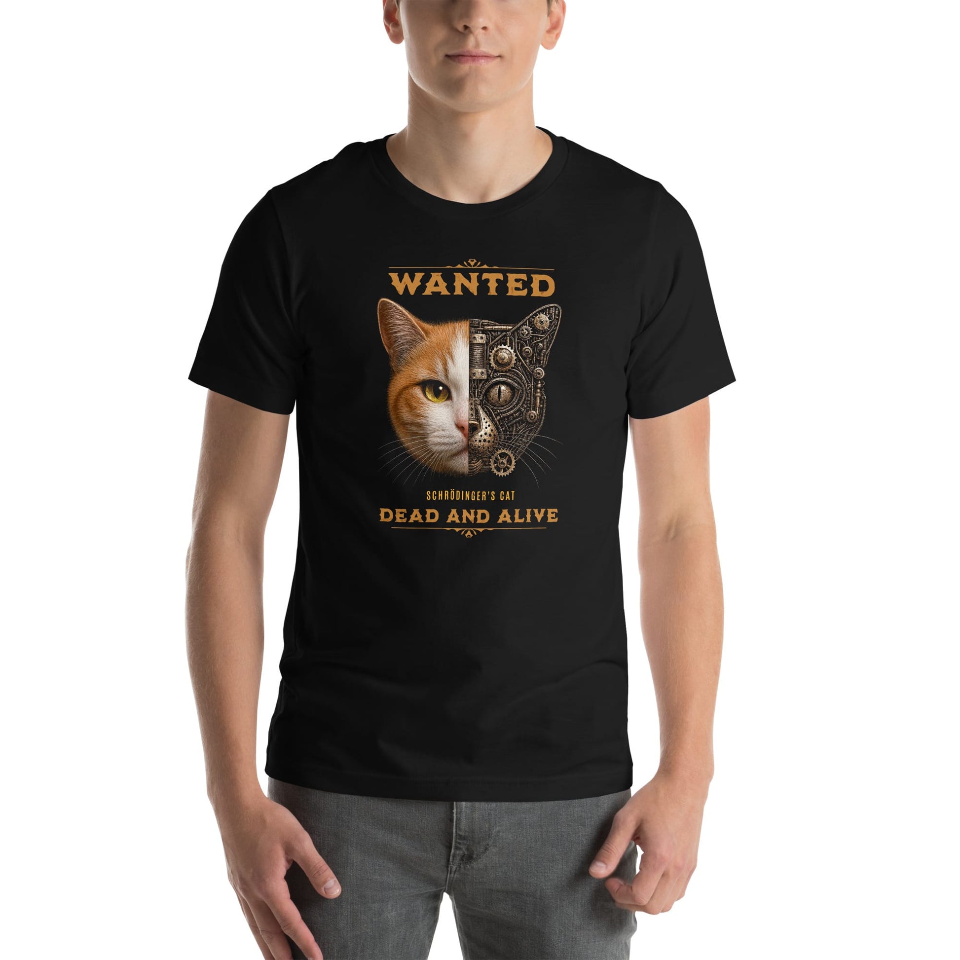 OMTHREAD Schrodinger Orange White Cat Shirt Science Physics Tee