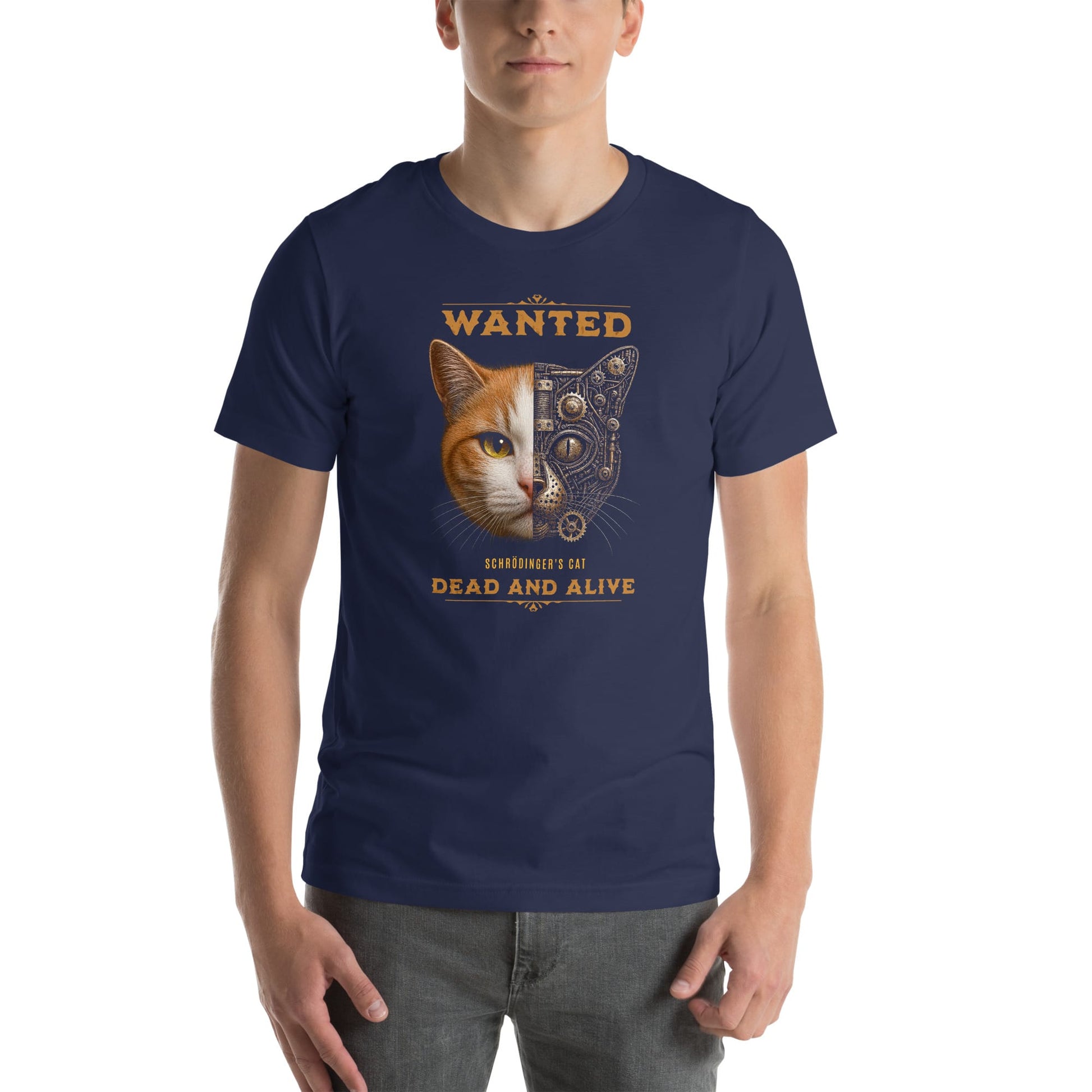 OMTHREAD Schrodinger Orange White Cat Shirt Science Physics Tee