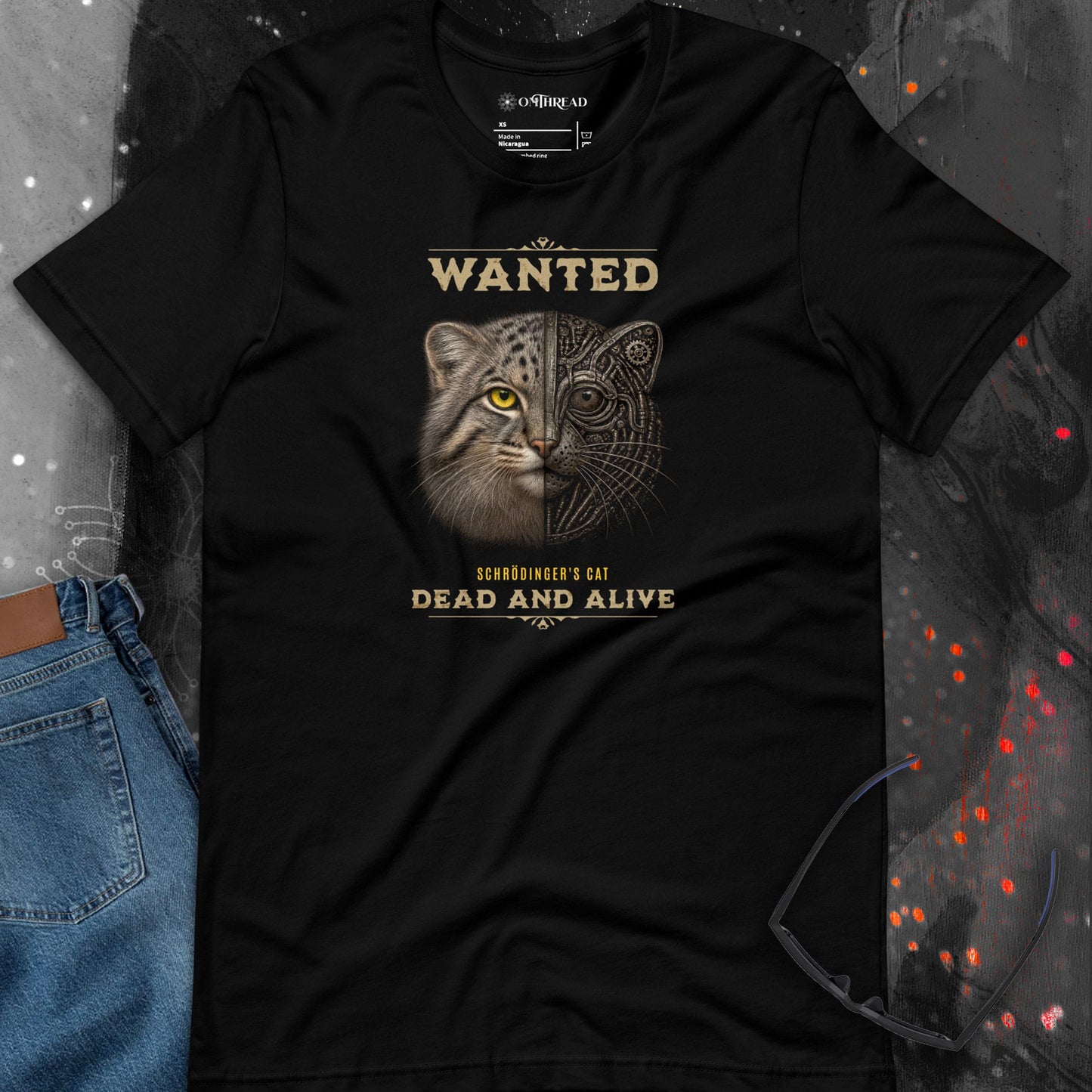 OMTHREAD Schrodinger Pallas Cat Shirt Quantum Physics Science Tee
