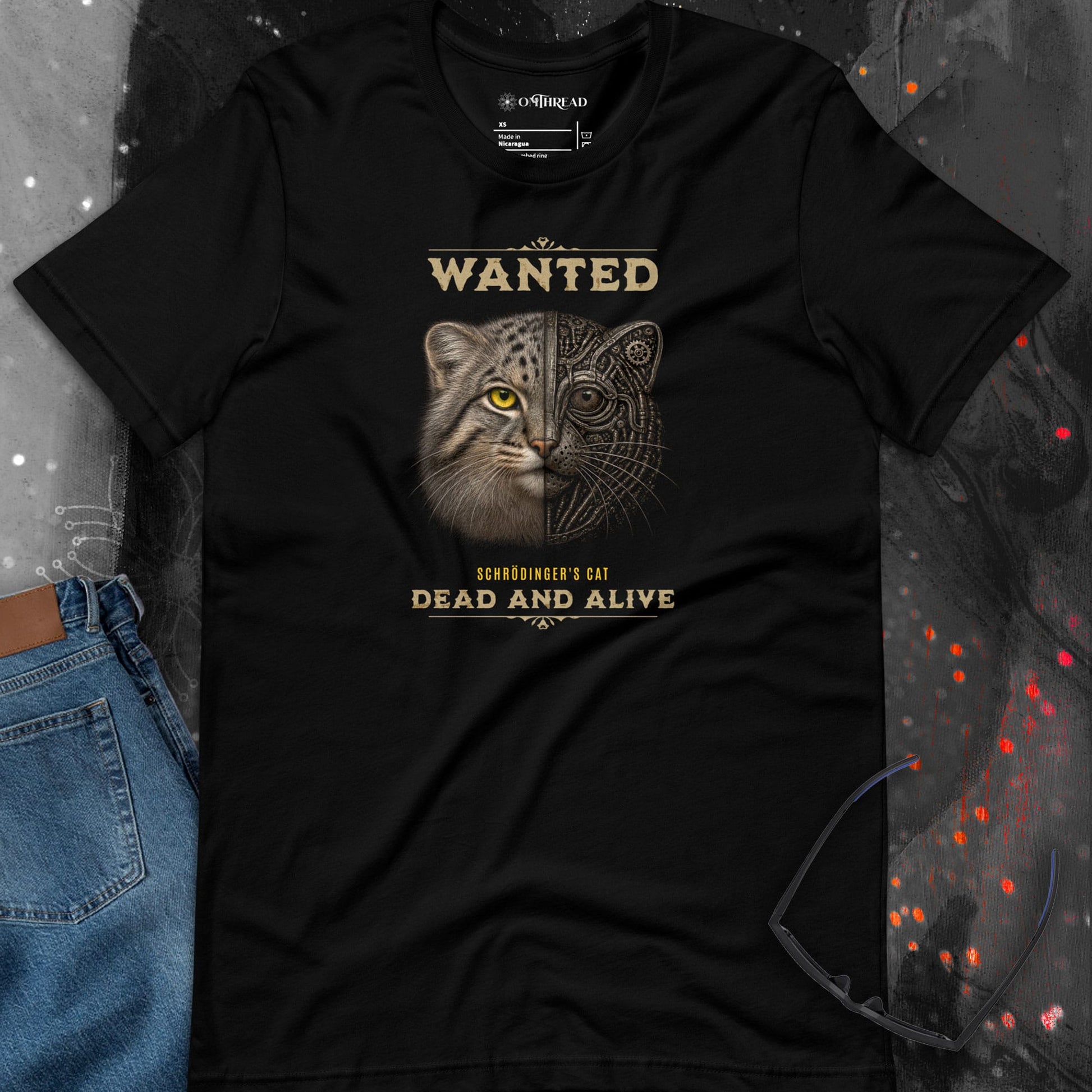 OMTHREAD Schrodinger Pallas Cat Shirt Quantum Physics Science Tee