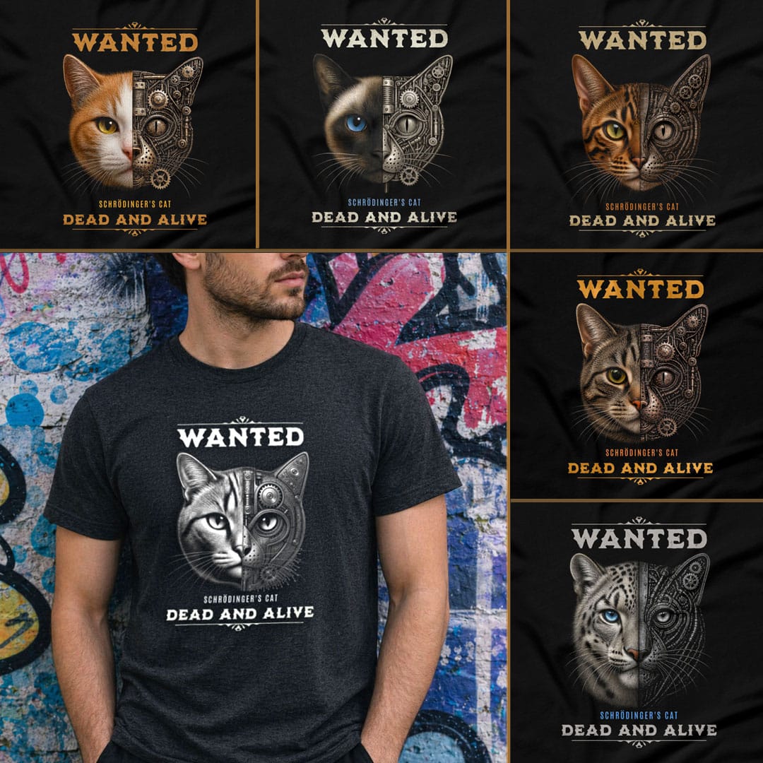 OMTHREAD Schrödinger's Cat T-Shirt | Quantum Physics Geek Tee